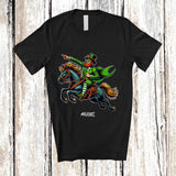 MacnyStore - Personalized Custom Name Leprechaun Riding; Amusing St. Patrick's Day Irish Family Group T-Shirt
