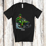 MacnyStore - Personalized Custom Name Leprechaun Snowmobiling; Amusing St. Patrick's Day Irish Family T-Shirt