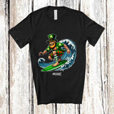 MacnyStore - Personalized Custom Name Leprechaun Surfing; Amusing St. Patrick's Day Irish Family Group T-Shirt