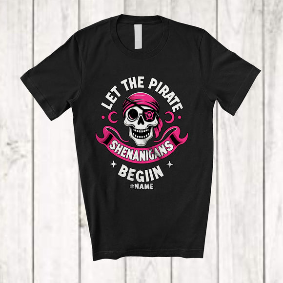 MacnyStore - Personalized Custom Name Let The Pirate Shenanigans Begin; Sarcastic Halloween Costume Skull T-Shirt