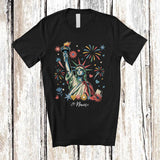 MacnyStore - Personalized Custom Name Liberty Retro; Colorful Patriotic 4th Of July Flowers; US Family T-Shirt