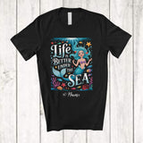 MacnyStore - Personalized Custom Name Life Is Better Under The Sea; Lovely Summer Mermaid; Girls Family T-Shirt