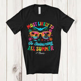 MacnyStore - Personalized Custom Name Likely To Go Swimming All Summer; Joyful Summer Vacation Sunglasses T-Shirt
