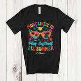MacnyStore - Personalized Custom Name Likely To Play Softball All Summer; Joyful Summer Vacation Sunglasses T-Shirt