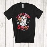 MacnyStore - Personalized Custom Name Little Miss Boo; Joyful Halloween Beautiful Ghost Flowers; Family T-Shirt