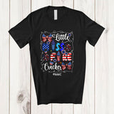 MacnyStore - Personalized Custom Name Little Miss Firecracker; Lovely 4th Of July Girl Fireworks; Patriotic T-Shirt