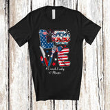 MacnyStore - Personalized Custom Name Love Lunch Lady; Proud 4th Of July American Flag; Patriotic Jobs T-Shirt