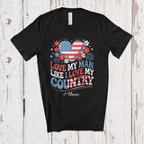 MacnyStore - Personalized Custom Name Love My Man Like My Country; Amazing 4th Of July Heart Couple T-Shirt