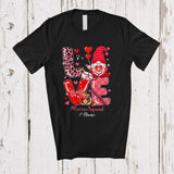MacnyStore - Personalized Custom Name Love Nurse Squad; Lovely Valentine Hearts Gnome Leopard T-Shirt