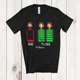 MacnyStore - Personalized Custom Name Low Battery Dad of Twins Daughters; Lovely Father's Day Daddy; Family T-Shirt