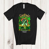 MacnyStore - Personalized Custom Name Luckiest Dance Teacher; Joyful St. Patrick's Day Shamrock Rainbow T-Shirt