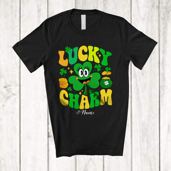 MacnyStore - Personalized Custom Name Lucky Charm; Adorable St. Patrick's Day Irish Shamrock; Family T-Shirt