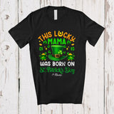 MacnyStore - Personalized Custom Name Lucky Mama Born On St. Patrick's Day; Joyful Birthday Leprechaun Hat T-Shirt