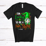 MacnyStore - Personalized Custom Name Lucky To Be A Hair Stylist; Amazing St. Patrick's Day Gnome T-Shirt