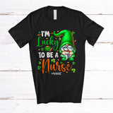 MacnyStore - Personalized Custom Name Lucky To Be A Nurse; Amazing St. Patrick's Day Gnome Shamrocks T-Shirt