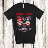MacnyStore - Personalized Custom Name Lunch Lady And I Gnomes It; Joyful 4th Of July Patriotic Gnome; Family T-Shirt