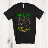 MacnyStore - Personalized Custom Name Lunch Lady Luck; Joyful St. Patrick's Three Skeletons; Lucky Shamrock T-Shirt