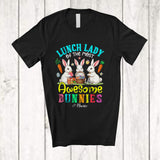 MacnyStore - Personalized Custom Name Lunch Lady Of The Most Awesome Bunnies; Lovely Easter 3 Bunnies T-Shirt