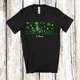 MacnyStore - Personalized Custom Name Lunch Lady; Fantastic St. Patrick's Day Leprechaun Skeleton T-Shirt