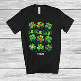 MacnyStore - Personalized Custom Name Lunch Lady; Joyful St. Patrick's Day Lucky Shamrocks; Family T-Shirt