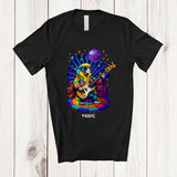 MacnyStore - Personalized Custom Name Macaw Disco Sunglasses Playing Rock Guitar; Joyful Guitarist Music T-Shirt