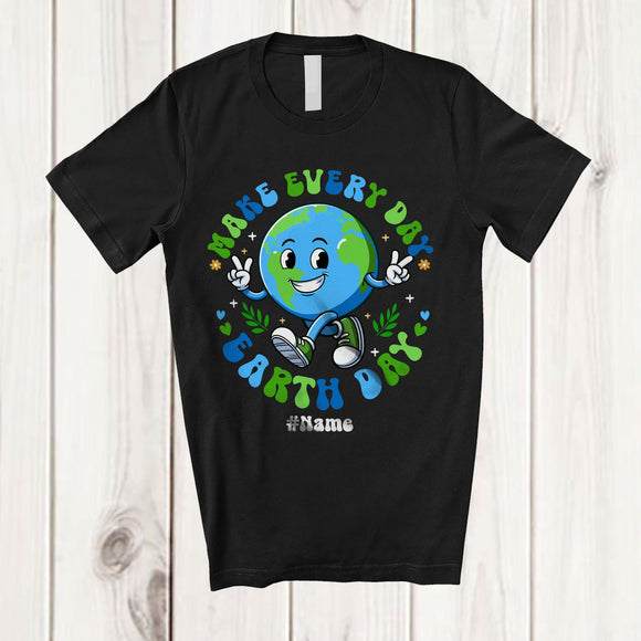 MacnyStore - Personalized Custom Name Make Everyday Earth Day; Adorable Earth Day Save The Planet; Groovy T-Shirt