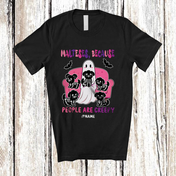 MacnyStore - Personalized Custom Name Malteses Because People Creepy; Lovely Halloween Ghost Boo Owner T-Shirt