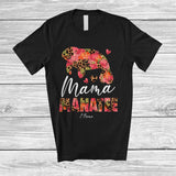MacnyStore - Personalized Custom Name Mama Manatee; Lovely Mother's Day Manatee Leopard Floral; Family T-Shirt