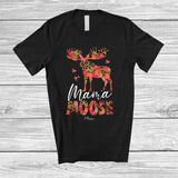 MacnyStore - Personalized Custom Name Mama Moose; Lovely Mother's Day Moose Leopard Floral; Family T-Shirt