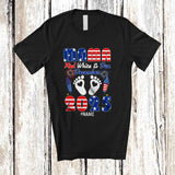 MacnyStore - Personalized Custom Name Mama Red White and Due 2025; Joyful Pregnancy 4th of July Patriotic T-Shirt