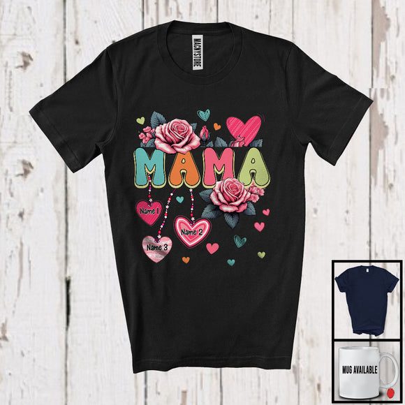 MacnyStore - Personalized Custom Name Mama, Lovely Mother's Day Roses Flowers, Matching Family Group T-Shirt