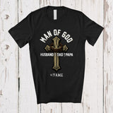 MacnyStore - Personalized Custom Name Man Of God Husband Dad Papa; Amazing Father's Day Cross; Family T-Shirt