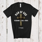 MacnyStore - Personalized Custom Name Man Of God Husband Dad Pops; Amazing Father's Day Cross; Family T-Shirt