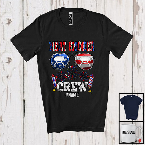 MacnyStore - Personalized Custom Name Meat Smoker Crew, Joyful 4th Of July Sunglasses, Careers Patriotic T-Shirt