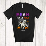 MacnyStore - Personalized Custom Name Meow I'm A Cat; Scary Halloween Cat Boo Ghost Pumpkin; Family T-Shirt