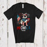 MacnyStore - Personalized Custom Name Meowica; Adorable 4th of July Cat For USA Patriotic American Flag T-Shirt