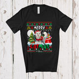 MacnyStore - Personalized Custom Name Merry Catmas; Amazing Christmas Lights Sweater Cat Santa; Family T-Shirt