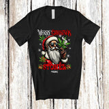 MacnyStore - Personalized Custom Name Merry Christmas Stoner; Sarcastic X-mas Santa Smoking; 420 Smoker T-Shirt