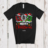 MacnyStore - Personalized Custom Name Merry Christmas; Lovely Three Santa Plaid Horse Shoes T-Shirt