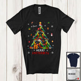 MacnyStore - Personalized Custom Name Merry Christmas; Lovely X-mas Tree Parrot Snowing Around; Bird Animal T-Shirt