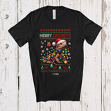 MacnyStore - Personalized Custom Name Merry Crickets; Joyful Christmas Lights Sweater Bearded Dragon T-Shirt