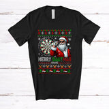 MacnyStore - Personalized Custom Name Merry Dartmas; Amazing Christmas Sweater Santa Playing Dart Player T-Shirt