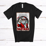 MacnyStore - Personalized Custom Name Merry Dartmas; Amazing Christmas Vintage Santa Playing Dart Player T-Shirt