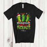 MacnyStore - Personalized Custom Name Merry Pickmas; Humorous Christmas Snow Three Pickle; Family T-Shirt