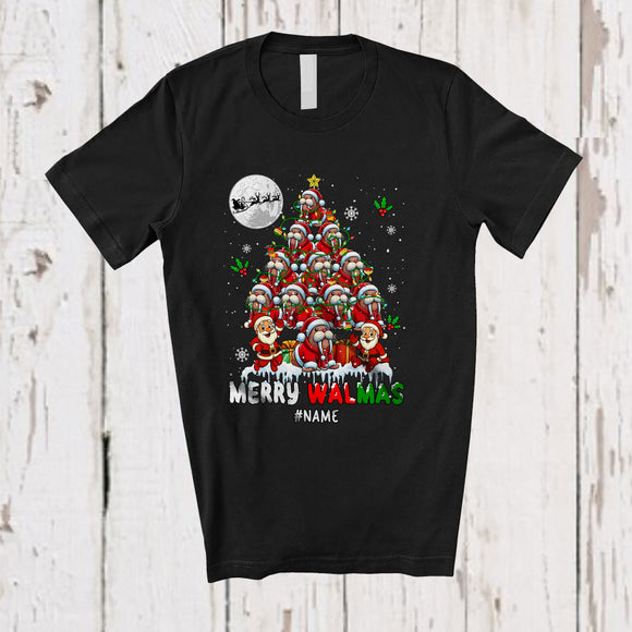 MacnyStore - Personalized Custom Name Merry Walmas; Adorable Christmas Tree Santa Walrus Sea Animal T-Shirt
