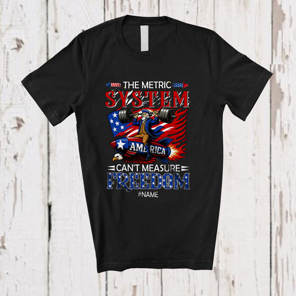 MacnyStore - Personalized Custom Name Metric System Can't Measure Freedom; Joyful 4th of July Uncle Sam Patriotic T-Shirt