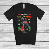 MacnyStore - Personalized Custom Name Mexican Skeleton Flamingo; Amazing Cinco De Mayo Flamingo Flowers T-Shirt