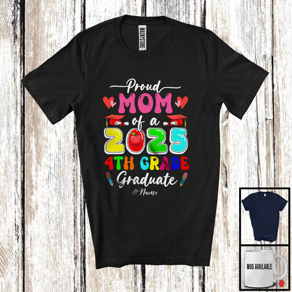 MacnyStore - Personalized Custom Name Mom Of A 2025 4th Grade Graduate; Amusing Mother's Day Graduation T-Shirt