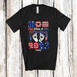 MacnyStore - Personalized Custom Name Mom Red White and Due 2025; Joyful Pregnancy 4th of July Patriotic T-Shirt