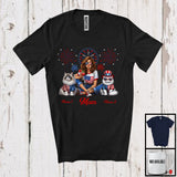 MacnyStore - Personalized Custom Name Mom With Two Cat, Amazing 4th Of July Fireworks Patriotic T-Shirt